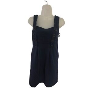 Moulinette Soeurs Navy Blue Button Pinafore Mini Dress Womens Size 6 Nautical